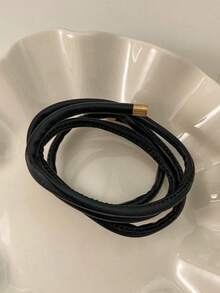 1pc Leather Wrapped Hair Tie Suitable For Low Ponytail Hair Rope - Black - View 7