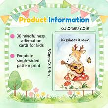30 PC German Version/One Size English Version Children's Psychological Suggestion Cards, Watercolor Animal Theme Positive Mindset Flash Cards, Children's Inspirational Encouragement Cards, For Daily Emotional Learning, Home Education, Gift Giving - Multicolor - View 2