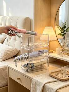 1-Món kệ đựng dụng cụ tạo kiểu tóc trong suốt có thể xếp chồng, kệ lưu trữ phòng tắm, giá đỡ thanh tạo kiểu, trang trí phòng, lưu trữ phòng tắm, phụ kiện trang trí phòng tắm, phụ kiện phòng tắm, giá đỡ máy uốn tóc, kệ lưu trữ, phù hợp cho bàn trang điểm. - Nhiều màu - Xem 4