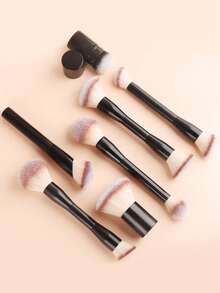 ronshadow 7pcs Multi-Function Makeup Brush Set With 4 Dual-Ended Brushes, Angled Powder Brush, Base Brush, Retractable Blush Brush, Soft Bristles, Portable For Home And Travel - Multicolor - View 1