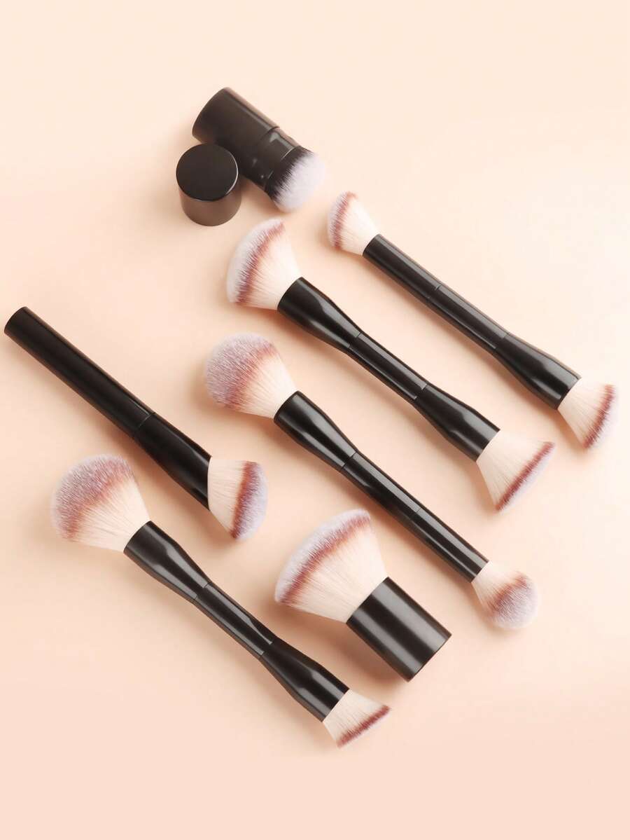 ronshadow 7pcs Multi-Function Makeup Brush Set With 4 Dual-Ended Brushes, Angled Powder Brush, Base Brush, Retractable Blush Brush, Soft Bristles, Portable For Home And Travel - Multicolor - View 1