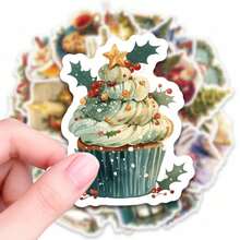 50pcs Vintage Christmas Stickers, Diverse Designs, Enhance Thinking And Creative Action Ability, Art Supplies, Children Sticker Toys - Multicolor - View 1