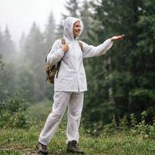 Jas Hujan Dewasa, Jas Hujan Tahan Air Berkerudung dan Celana Hujan, Perlengkapan Hujan Tahan Angin yang Dapat Dilipat dan Portabel - Unisex - View 4