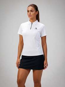 CAMEL CROWN 女款戶外快乾透氣短袖防皺運動防曬 Polo 衫 - 無際白 - 查看 3
