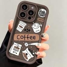 1pc Screenshot Photo Frame Hot Coffee Pattern, Fashionable Anti-Drop Phone Case Compatible With Iphone 18 Pro/18 Pro Max/17/17 Pro/17 Pro Max/16/15, Metal Independent Buttons, Classic Business Minimalist Protective Shell, Durable Anti-Drop Design Suitable For Men And Women - Brown 2 - View 3