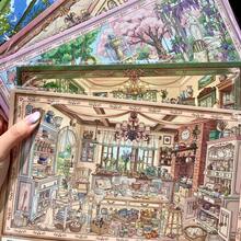 Aesthetic Garden Kitchen Scene Stickers, Large Size Landscape Stickers With Positioning Lines, House Miniature Scene Stickers, Immersive DIY Decoration Stickers, Handmade Journaling Materials, Halloween Gift, Stress Relief - A - View 7