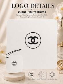 Chanel White Portable Mirror, 15.5*15.5cm, Single Piece, Clear Image With Lanyard, Perfect For Daily Travel, Convenient For Touch-Ups And Checking Appearance - White - View 7