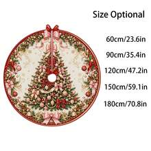 1 buah Alas Pohon Natal Motif Karangan Bunga Tengah, Dekorasi Liburan Warna Elegan, 5 Ukuran, Hadiah Liburan Unisex, Cocok Untuk Dekorasi Rumah dan Pesta Natal - Karangan Bunga Pohon Natal Pusat - View 3
