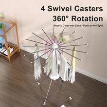 360° Rotatable Folding Clothes Drying Rack, Octopus Floor Standing Laundry Hanger, Space Saving Multifunctional Clothes Airer, Portable Windproof Garment Drying Stand For Balcony Bedroom Indoor Home Laundry Use - View 3