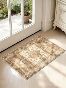 1pc Bohemian Style Printed Pattern, Minimalist Long Strip Rug Mat, Easy To Clean Long Strip Runner Carpet, Suitable For Kitchen, Dining Room, Hallway, Corridor And Other Indoor Areas, All Season Use - Camel - View 13