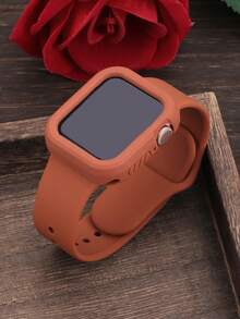 2合1運動矽膠錶帶與錶殼，相容 40mm、41mm、42mm、44mm、45mm、46mm 與 49mm 尺寸。柔軟舒適鉚接矽膠錶帶與防震鏤空矽膠保護殼，相容 Series Ultra/12/11/10/9/8/7/6/5/4/SE 機型。防水運動錶帶與錶殼套組，適用男士與女士 - 矽膠錶帶+錶殼-棕色 - 查看 4