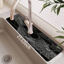 1pc Halloween Faucet Mat, Spider Web Pattern, Sink Faucet Absorbent Mat, Drainage Mat, Suitable For Kitchen, Bathroom Sink, Countertop, Drainage Mat, Diatomaceous Earth Material, Trimmable, Quick Drying Mat - Multicolor - View 12