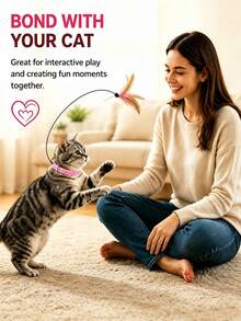 2 Buah Mainan Kalung Kucing Silikon yang Dapat Diatur dengan Tongkat Penggoda Bulu, Mainan Interaktif untuk Bermain Sendiri bagi Anak Kucing dengan Lonceng, Kalung Leher Kucing yang Lembut dan Nyaman - MultiWarna - View 4
