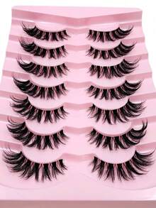 7 Pairs Of Fluffy And Wispy Clear Band False Eyelashes, Cat Eye Natural Effect, Lightweight And Soft Faux Mink False Eyelashes, Full Strip False Eyelashes - View 2