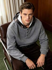 Men's Spring/Autumn Daily Commute Houndstooth Fashion Casual New Sweatshirt - Grey - View 2