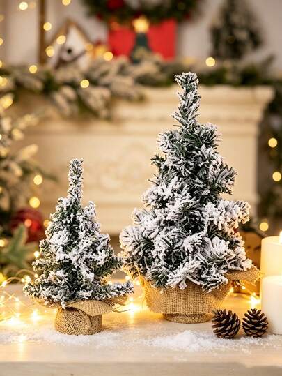 1 buah Pohon Natal Mini Buatan, Hiasan Meja Semprotan Salju Tiruan Plastik, Tidak Membutuhkan Listrik atau Lampu, Cocok untuk Dekorasi Natal dan Tahun Baru, Penataan Suasana, Dekorasi Liburan, Dekorasi Ruangan, Dekorasi Rumah, Dekorasi Pesta Bertema, Dekorasi Natal