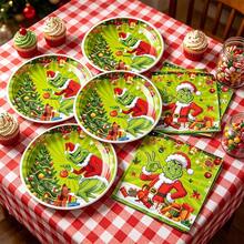 The Grinch Greenwich Green Greentown Theme Christmas Decoration Party Supplies Set - Tissue, Plate, Green Greentown Theme Party Set - Tableware - Multicolor - View 6