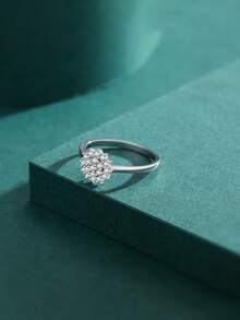 Modian 925 Sterling Silver Classic Sparkling Simple CZ Finger Ring Platinum Plated Wedding Jewelry For Women Anniversary Gift - Silver - View 4