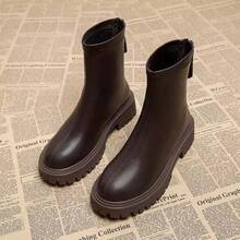 Women's Boots Ankle Boots British Style Thick Sole Ankle Boots Motorcycle Boots Mid-Calf Boots Comfortable Outdoor - Brown - View 1