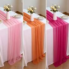 1/3 buah Taplak Meja Tipis Motif Ombre Matahari Terbenam, Dekorasi Meja Bohemian Rustic untuk Pernikahan, Ulang Tahun, Natal, Halloween, Wisuda & Pesta Luar Ruangan - beraneka warna - View 3