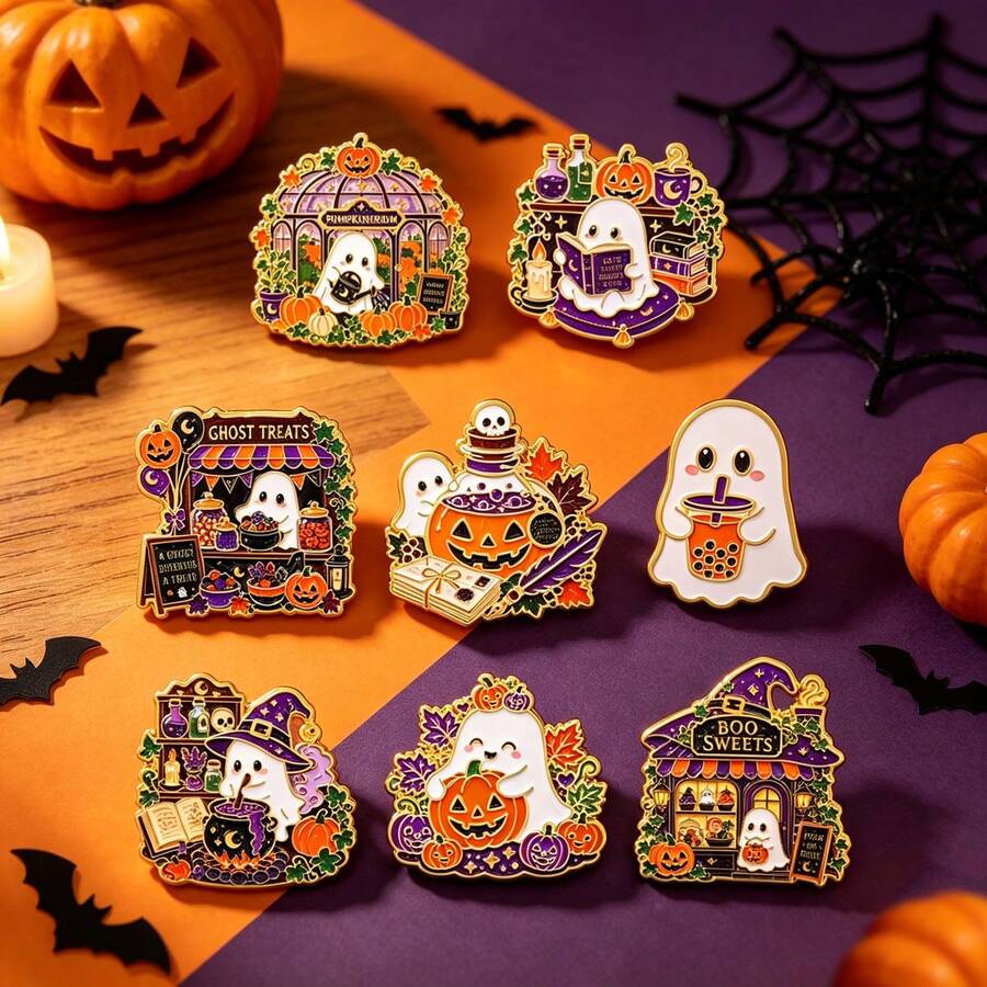 Funny Cute Halloween Ghost Enamel Pin,Fashion Metal Decorative Pins For Backpack Bag Jacket Clothing, Perfect Gift For Men Women Friends