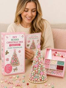 1pc Beaded Christmas Tree Handmade Kit, Red Cardinal Winter Bird Mini Desktop Christmas Tree Craft Set, Includes Complete Beads And Pine Cone Decorative Accessories, Christmas Desktop Home Decor - Sets - View 5