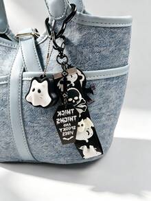 1pc Dark Gothic Ghost Keychain Skull Bat Funny Bag Charm Halloween Accessory Hanging Chain Bag Pendant, For Women Shoulder Bag, Tote Bag Charm, Keychain Pendant - Multicolor - View 5