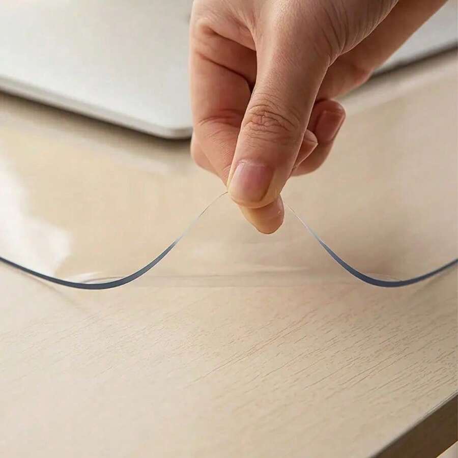 1pc 90*180cm Elegant Transparent Rectangular Tablecloth, Suitable For Long Tables, Rectangular Folding Tables, Craft Fairs, Exhibitions, Parties, Weddings, Events, Celebrations, Halloween, Christmas, Buffets, Birthdays, Decorative Fabric, Receptions, Restaurants, Outdoor Activities, Camping, Daily Banquets And More. - White - View 1