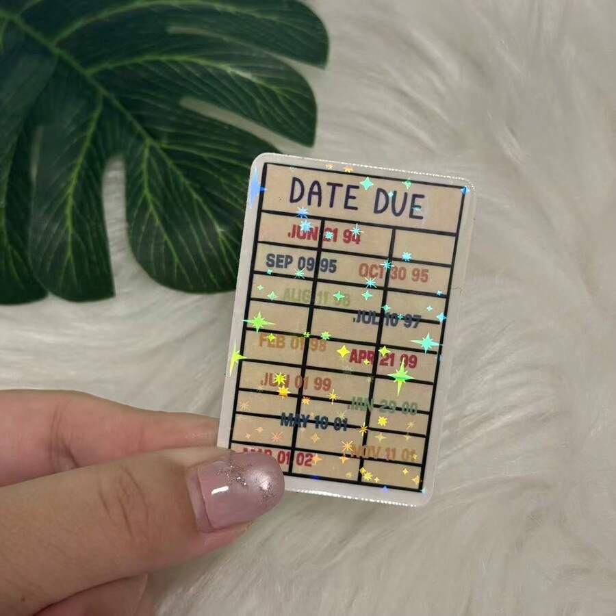 Vintage Library Checkout Card Stickers - Decorative Bookworm Office Supplies, PET Material - Star Film - View 1