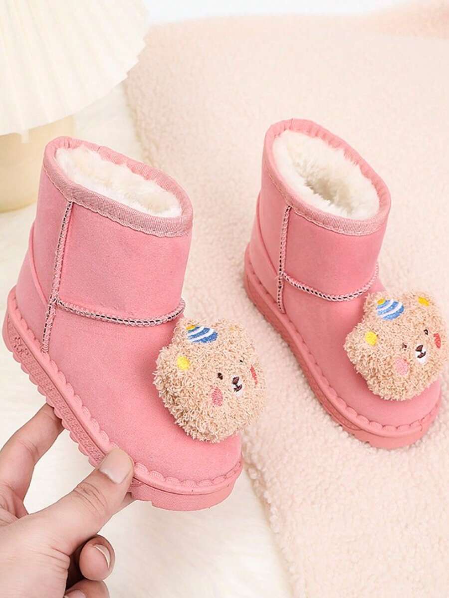 Girls Basic Snow Boots Winter Thermal Lining Durable Non-Slip Simple Short Ankle Boots For Outdoor Wear - Pink - View 1