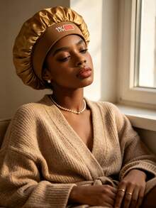 1/2/3pcs Printed Battery Power Pattern Satin Sleep Cap, Loose Elastic Band Hair Bonnet, Suitable For Hair Care, Daily Home Wear And Relaxation - Multicolor - View 3