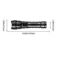 6000000LM LED Flashlight Long Shot 3000M 30W High Power Zoomable Torch Type‑C Rechargeable Digital Power Display Waterproof Handheld Flashlight For Camping Hiking Emergency - Black - View 12
