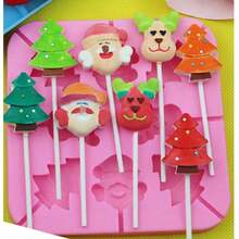1pc Christmas Lollipop Mold, 8-Cavity Silicone Lollipop Mold, Chocolate Hard Candy Mold With Santa Claus, Christmas Tree, Reindeer Patterns, Includes 20 Lollipop Sticks - Multicolor - View 6