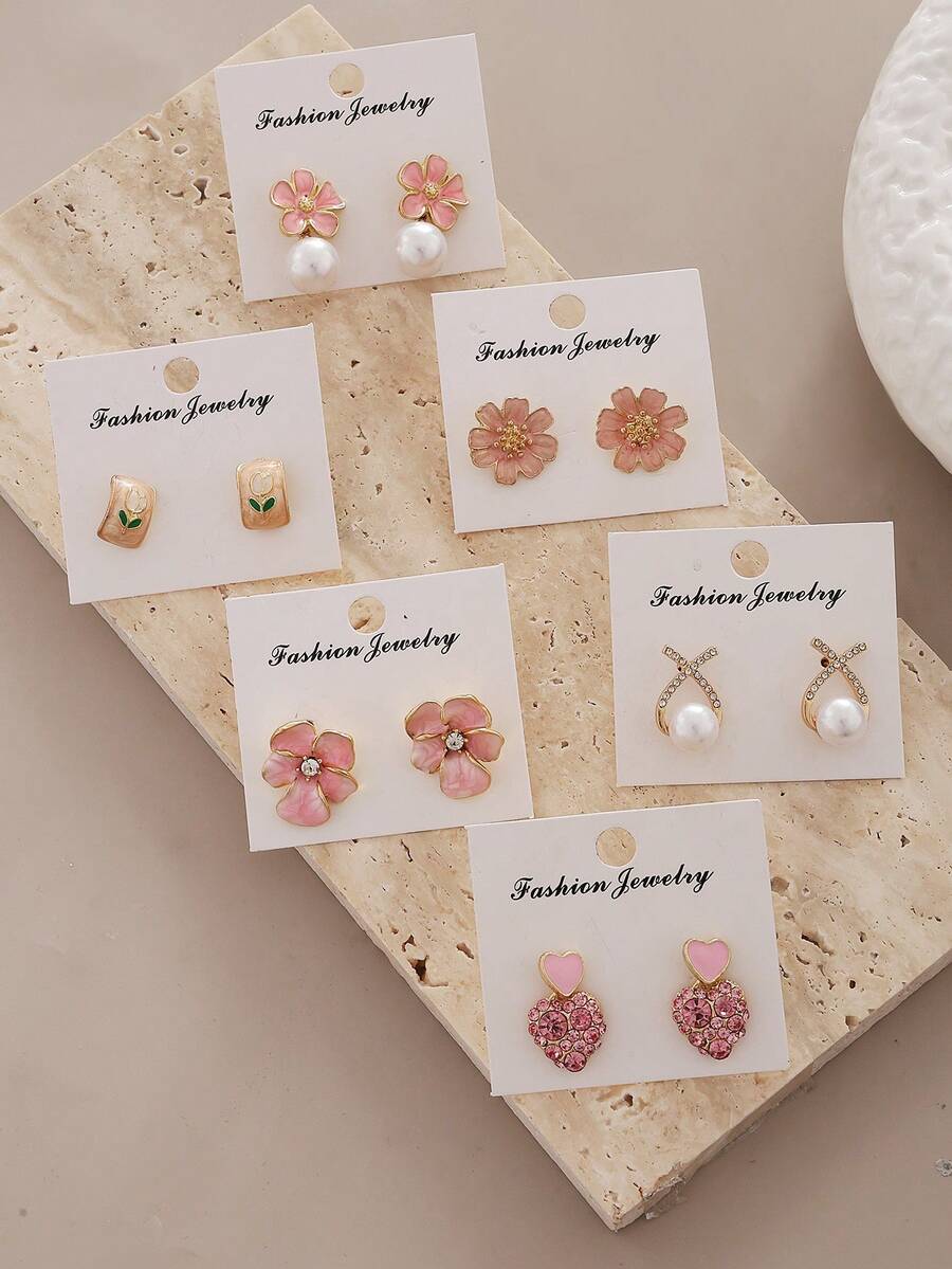 12pcs Women's Minimalist Elegant Personalized Stud Earrings, Luxury Niche High-End Earrings Set, Suitable For Daily Wear - Yellow Gold - View 1