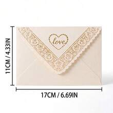 10 pcs Amplop Putih Krem Motif Hati Cinta Segitiga Ukir Renda, Tepi Renda Grafir Laser, Karton Amplop Dekorasi Pesta, Cocok untuk Hadiah Hari Raya, Dekorasi Ulang Tahun, Amplop Kado, Surat Cinta, Undangan Pernikahan, Dekorasi Kamar - View 3