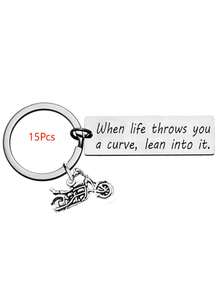 1pc/6pcs/15pcs/24pcs Keychain, When Life Gives You Challenges, Face Them Head-On, With Motorcycle Pendant, Gift For Motorcycle Enthusiasts And Riders - Silver - View 8
