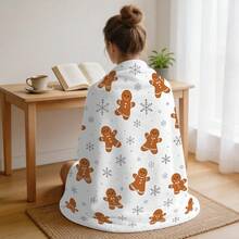 1pc Christmas Gingerbread Man Pattern Blanket, Single Layer Flannel Single-Sided Printed Blanket, Perfect For Holidays, Birthdays, Sofa And Home Decor - Multi-color 2 - View 10