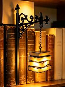 Vintage Mini Bookshelf Lamp, Library Lantern Book Corner Decor Light, Street Lamp Style Black Bookshelf Decoration, Suitable For Home Library Office, Book Lover Holiday Gift, Halloween Christmas Thanksgiving Gift - Multicolor - View 18