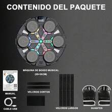 Máquina de boxeo de música, entrenador de boxeo de batalla para dos jugadores con luces de ritmo y Bluetooth y montado en la pared, divertido juguete de sonido, regalo para niños, adultos, hogar - Negro - Ver 2