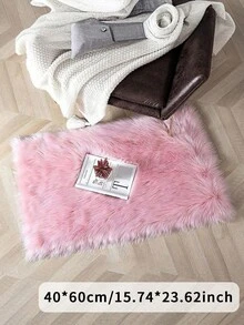 1pc Pink Faux Fur Living Room Decor Rug, Fluffy Machine Washable Small Carpet, Suitable For Bedroom, Living Room, Game Room, Luxury Room Decoration, White Rectangular Fur Rug, Vanity Mat, Home Decor Minimalist Ins Style Decorative Carpet, All Season Use - Pink - View 4