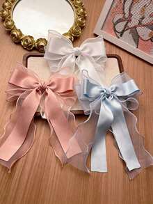 1/3/4pcs Girls Hair Clips, New Bowknot Hair Barrettes With Long Ribbons, Princess Style Hair Accessories For Little Girls - Multicolor - View 2