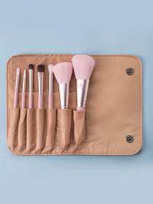 ronshadow 7pcs Makeup Brush Set With Slot Storage Bag, Includes Powder Brush, Blush Brush, Eyeshadow Brush, Blending Brush, Angled Brow & Lip Brush, Suitable For Daily Makeup, Storage Bag Convenient For Travel - Multicolor - View 5