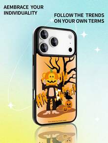 Licensed Paul Frank Magnetic Matte Large Hole Phone Case, Full Coverage Anti-Drop Protection For Camera, Halloween Pumpkin Lantern Head Monkey Pattern, New Style Compatible With Iphone 11/12/13/14/15/16/17 Pro Max Series Phone Protective Cover, Holiday Gift, Daily Commute, Daily Anti-Drop Highly Attractive Model - Multicolor - View 2