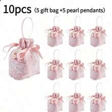 10/20/2/1pc Floral Pattern Pearl Gift Bag, Pink Canvas Pearl Gift Bag With Handle, Tea Party Lucky Bag, Wholesale Gift Bag, Mini Drawstring Party Gift Bag, Christmas Gift Filler Bag, Suitable For Christmas, Halloween, Birthday, Picnic, Wedding, Autumn, Thanksgiving, Easter, Spring Or Summer Party, Bridal Shower, Birthday, Wedding, Christmas And Other Occasions, Wedding Party Favor Bag, Christmas, Halloween, Holiday Party Decoration Bag - Multiple Styles - View 12