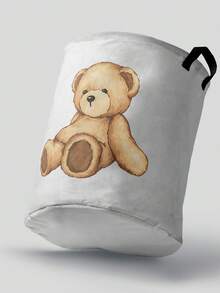 Cute Teddy Bear Print Laundry Basket, Large Capacity, Suitable For Daily Home Use, Bathroom Storage, Clothing Storage, Gift For Her, Halloween And Christmas, Practical Gift - Multicolor - View 15