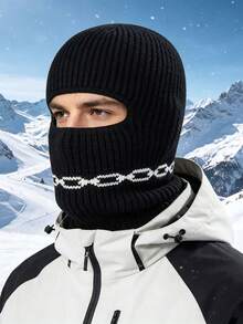 1pc New Autumn/Winter Chain Balaclava Hat, Unisex Warm Headwear Suitable For Daily, Outdoor, Cycling - Multicolor - View 9