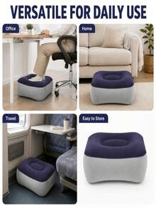 1pc Thickened PVC Inflatable Footrest, Adjustable Inflatable Foot Stool, Portable Footrest For Long-Distance Travel, Airplane, High-Speed Train, Home, Office, Foldable, Living Room, Bedroom, Christmas, Halloween Gift - Upgraded Version - View 5