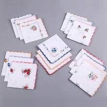 12-Pack Vintage Women's Handkerchief Set - Lightweight And Comfortable, Various Floral Patterns, Crescent Edge Design, A Perfect Gift - Multicolor - View 3