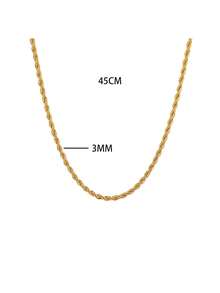 RAYQUEEN 1 dây chuyền xích xoắn màu vàng bằng thép không gỉ phong cách tối giản thời trang đa năng nhiều kích cỡ, unisex, phù hợp đeo hàng ngày - Vàng - Xem 33
