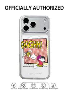 Miniso 1pc New Cute Peanuts Cartoon Astronaut Snoopy Transparent Acrylic 2-In-1 Magnetic Wireless Charging Creative Thickened Anti-Fall Protective Case Compatible With Apple Series IPhone 17 ProMax/Air, 16, 11/12/13/14 Plus, XR, 7/8 Plus, 15 ProMax - Clear - View 1